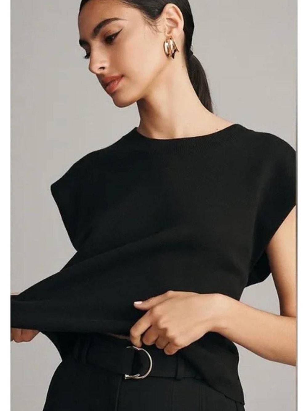Maeve Black Sleeveless Muscle Tee